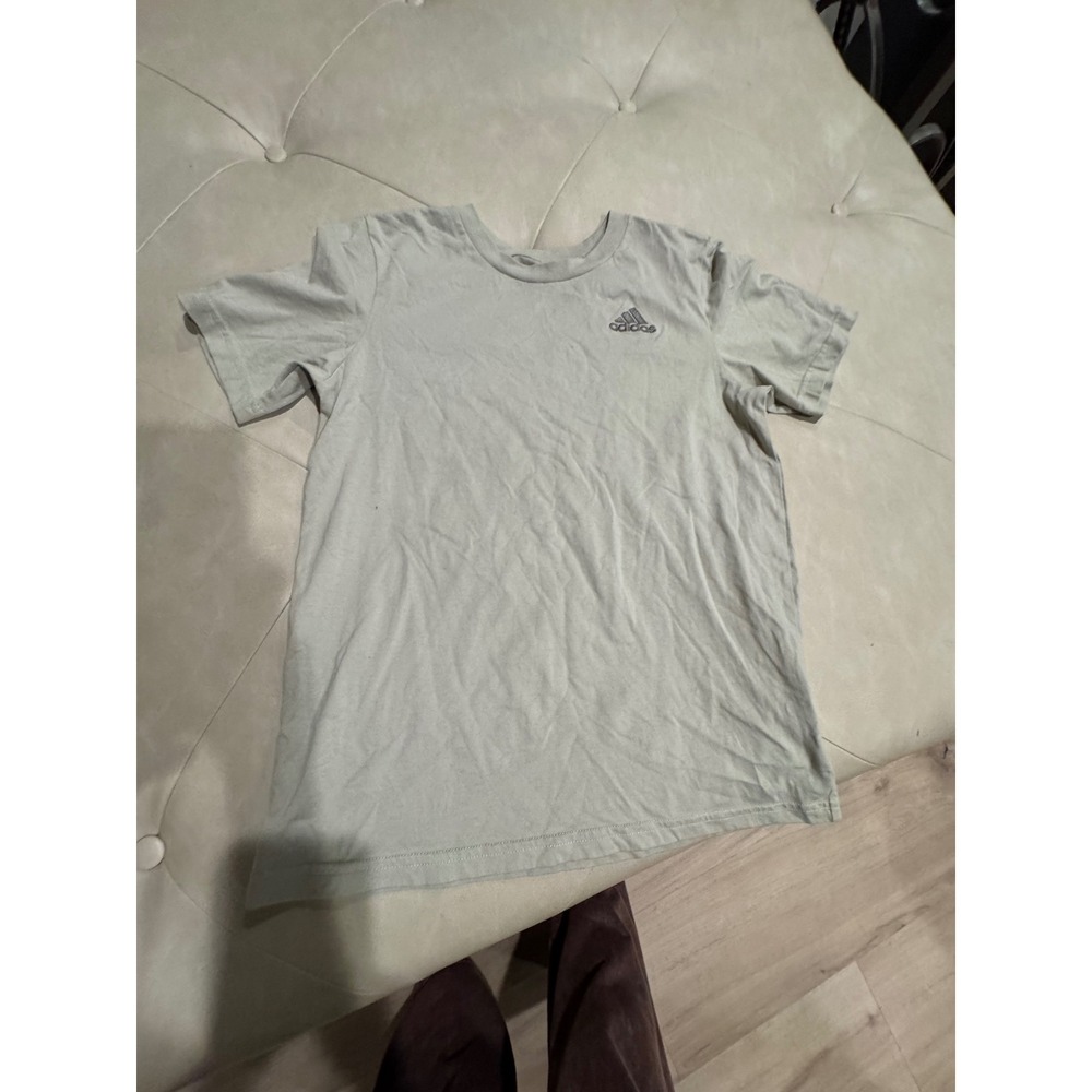 Adidas Boys Short Sleeve T-Shirt Sage Green Logo Graphic Tee Size Medium 10/12